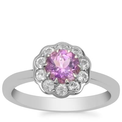 Rose du Maroc Amethyst Ring with White Topaz in Sterling Silver 1cts