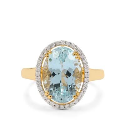 Aquamarine Ring with Diamonds in 18K Gold 6.61cts