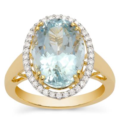 Aquamarine Ring with Diamonds in 18K Gold 6.61cts