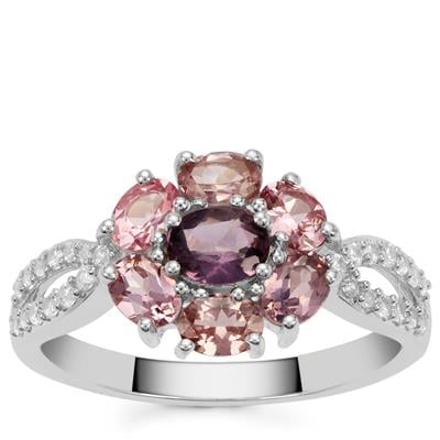 Mahenge Purple Spinel Ring with White Zircon in Sterling Silver 1.80cts