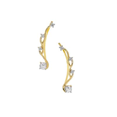 White Topaz Earring Vines in Gold Plated Sterling Silver 1cts
