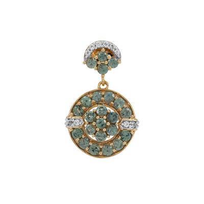 Montana Sapphire Pendant with White Zircon in 9K Gold 1.25cts