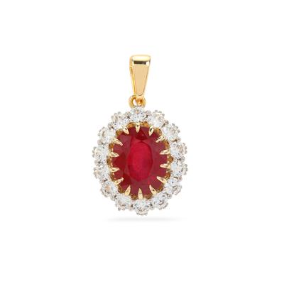 Bemainty Ruby Pendant with White Zircon in 9K Gold 5.20cts