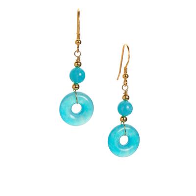 Amazonite Earrings in Gold Tone Sterling Silver 13cts