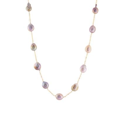 Baroque Freshwater Cultured Pearl Necklace in Gold Tone Sterling Silver (15 x 12mm)