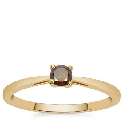 Red Diamonds Ring in 9K Gold 0.20cts
