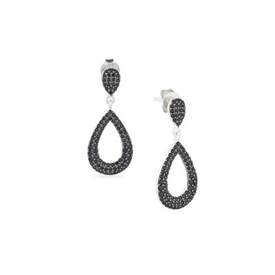 Black Spinel Earrings in Sterling Silver 1.02cts 