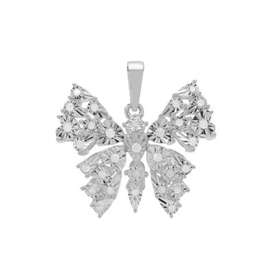 1/4ct Diamond Sterling Silver Butterfly Pendant 