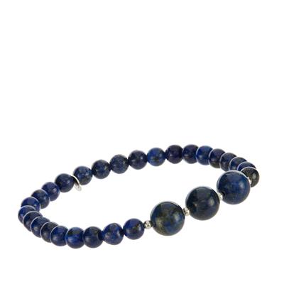 Lapis Lazuli Stretchable Bracelet in Sterling Silver 67.40cts