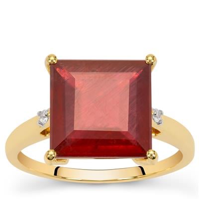 Bemainty Ruby Ring with White Zircon in 9K Gold 8.40cts