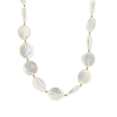 Aurora Effect Baroque Freshwater Cultured Pearl Necklace in Gold Tone Sterling Silver (16mm)