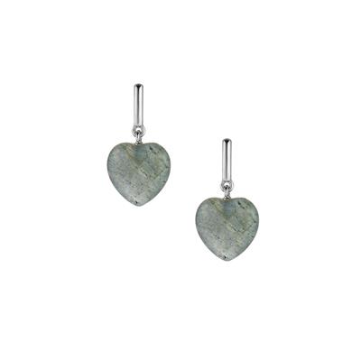 Labradorite Heart Earrings in Sterling Silver 10.71cts