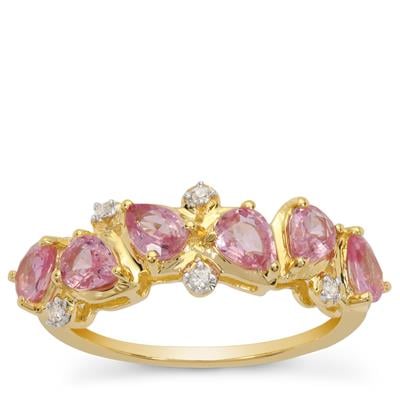 Madagascan Pink Sapphire Ring with White Zircon in 9K Gold 1.55cts