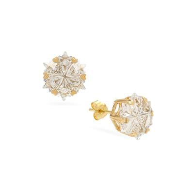 Wobito Snowflake Cut White Topaz Earrings in 9K Gold 6.85cts