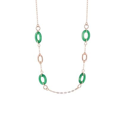 Empress Green Onyx Necklace in Rose Tone Sterling Silver 26.70cts