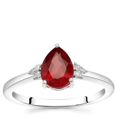 Ruby & Diamond Sterling Silver Ring 