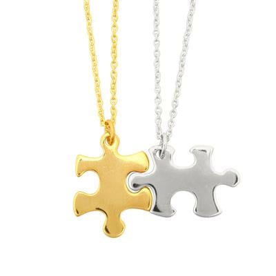 'The Elegance Jigsaw' Necklaces in Two Tone Gold Plated Sterling Silver