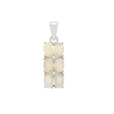 Coober Pedy Opal Pendant with White Zircon in Sterling Silver 1.50cts