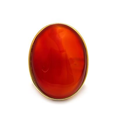 Red Agate Ring in Gold Tone Sterling Silver 35cts