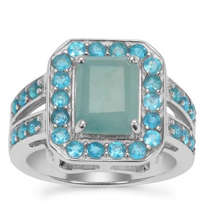 Grandidierite Ring with Neon Apatite in Sterling Silver 4.05cts