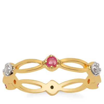 Thai Ruby Ring with Diamonds in Gold Plated Sterling Silver 0.20ct