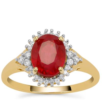 Malagasy Ruby Ring with White Zircon in 9K Gold 3.05cts (F)
