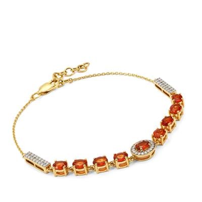 Padparadscha Sapphire Bracelet with Diamond in 18K Gold 4.10cts