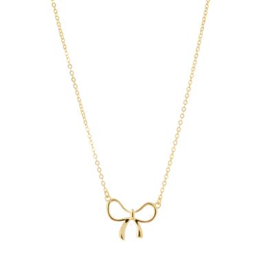 Bow Necklace in Gold Tone Sterling Silver 2.60g