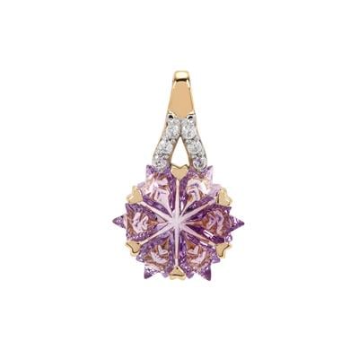 Wobito Snowflake Cut Bahia Amethyst Pendant with White Zircon in 9K Gold 2.75cts