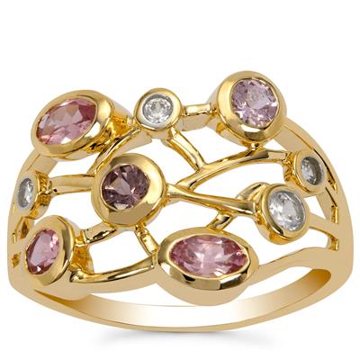 Mahenge, Mozambique Pink Spinel Ring with White Zircon in 9K Gold 1.25cts
