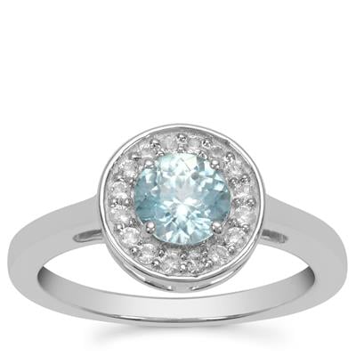 Ratanakiri Blue Zircon Ring with White Topaz in Sterling Silver 1.50cts