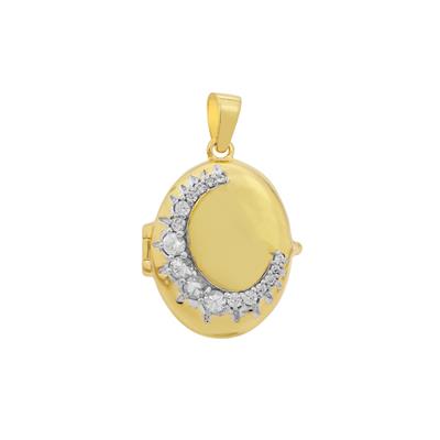 White Zircon Locket Pendant in Gold Plated Sterling Silver 0.75ct
