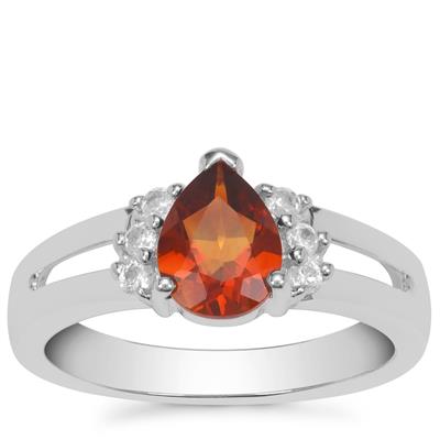Madeira Citrine Ring with White Zircon in Sterling Silver 1.15cts