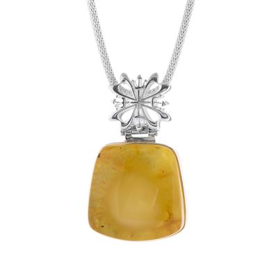 Buy Baltic Amber Baltic Amber Necklace In Sterling Silver 31x31mm