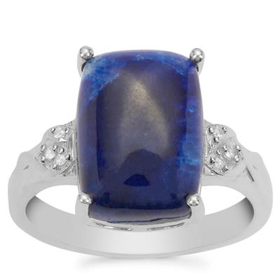 Afghanite Ring with White Zircon in Sterling Silver 5.45cts