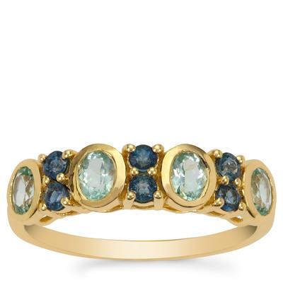 Aquaiba™ Beryl Ring with Nigerian Blue Sapphire in 9K Gold 1cts