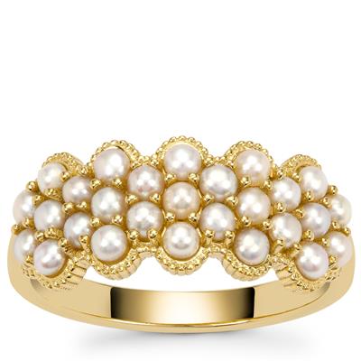 Indonesian Seed Pearls Ring in Gold Plated Sterling Silver (2mm)