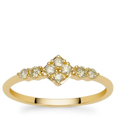 Natural Yellow Diamonds Ring in 9K Gold 0.26ct