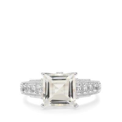 Crystal Quartz Ring with White Topaz in Sterling Silver 3ct