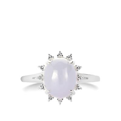 Type A Burmese Jadeite Ring with White Topaz in Sterling Silver 3.57cts