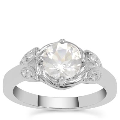 Itinga Petalite Ring with White Zircon in Sterling Silver 1.10cts