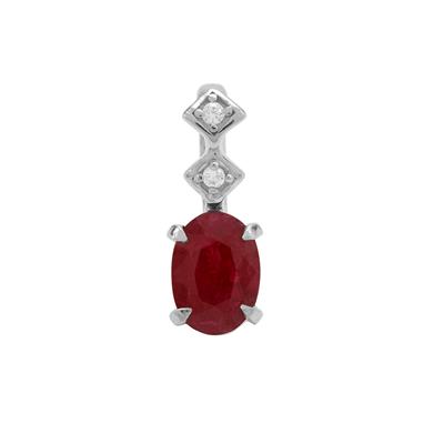 Longido Ruby Pendant with White Zircon in Sterling Silver 0.90ct