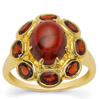 'Dusk' Red Garnet Ring in Gold Plated Sterling Silver 4.75cts