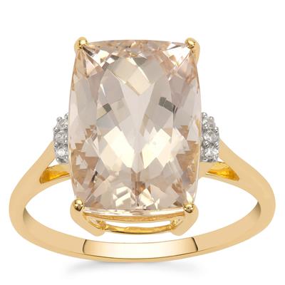Champagne Danburite Ring with White Zircon in 9K Gold 7.75cts