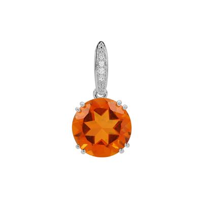 Padparadscha Quartz Pendant with White Topaz in Sterling Silver 4.65cts