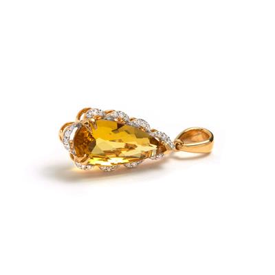 Heliodor Pendant with Diamond in 18K Gold 3.17cts
