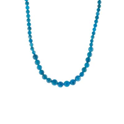 Vivid Blue Apatite Graduated Necklace with Magnetic Lock in Sterling Silver 203.16cts