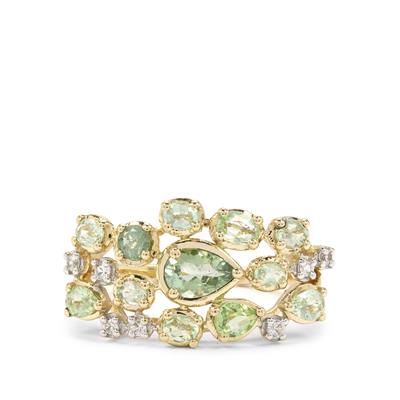 Paraiba Tourmaline Ring with White Zircon in 9K Gold 1cts
