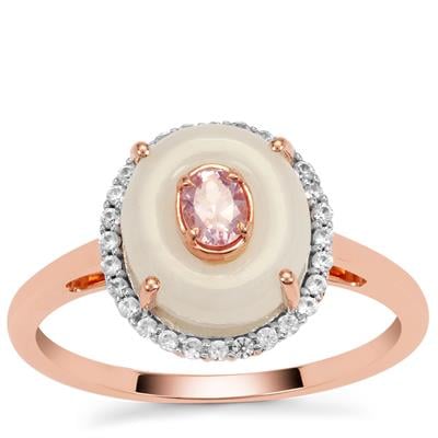 Jadeite, Mahenge Spinel Ring with White Zircon in 9K Rose Gold 3.35cts
