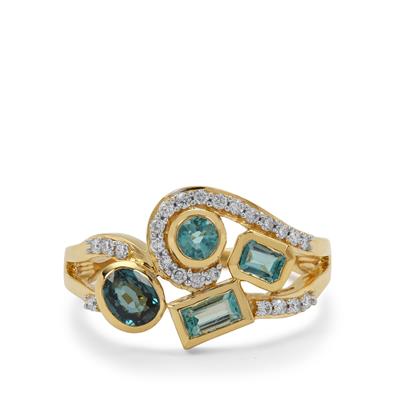 Grandidierite Ring with Diamond in 18K Gold 1.05cts